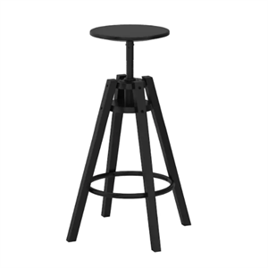 Black Timber Bar Stool - adjustable