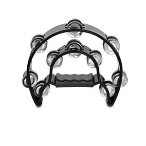 Half Moon Tambourine Steel-Black-Hand Held